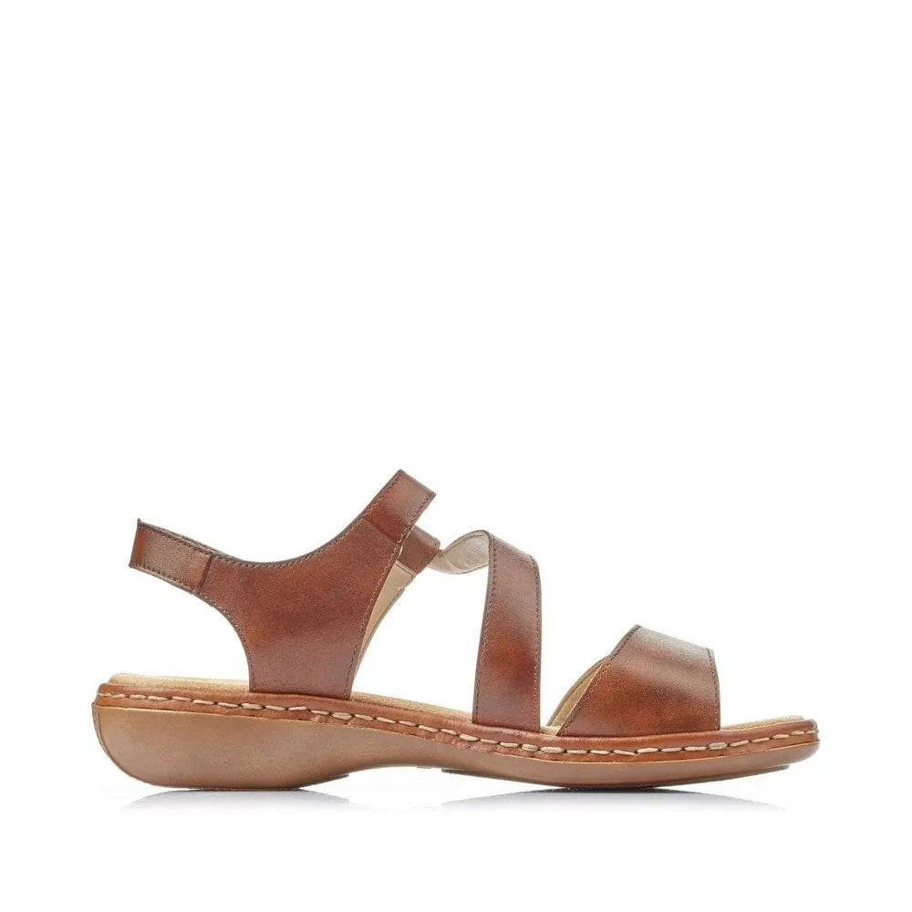 Rieker Leather Double Velcro Strap Open Toe Comfort Sandal