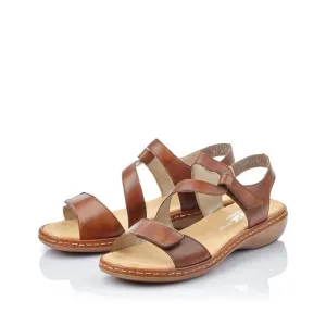 Rieker Leather Double Velcro Strap Open Toe Comfort Sandal