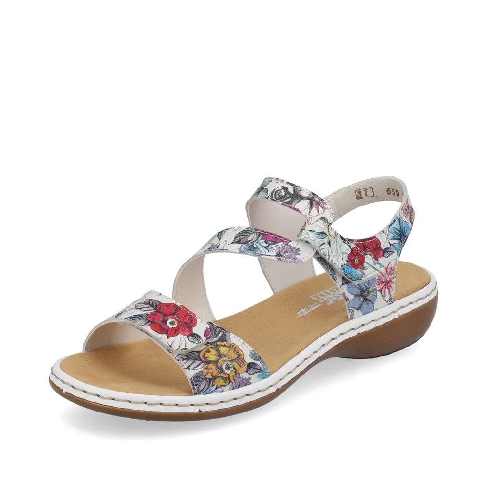 Rieker Leather Double Velcro Strap Open Toe Comfort Sandal