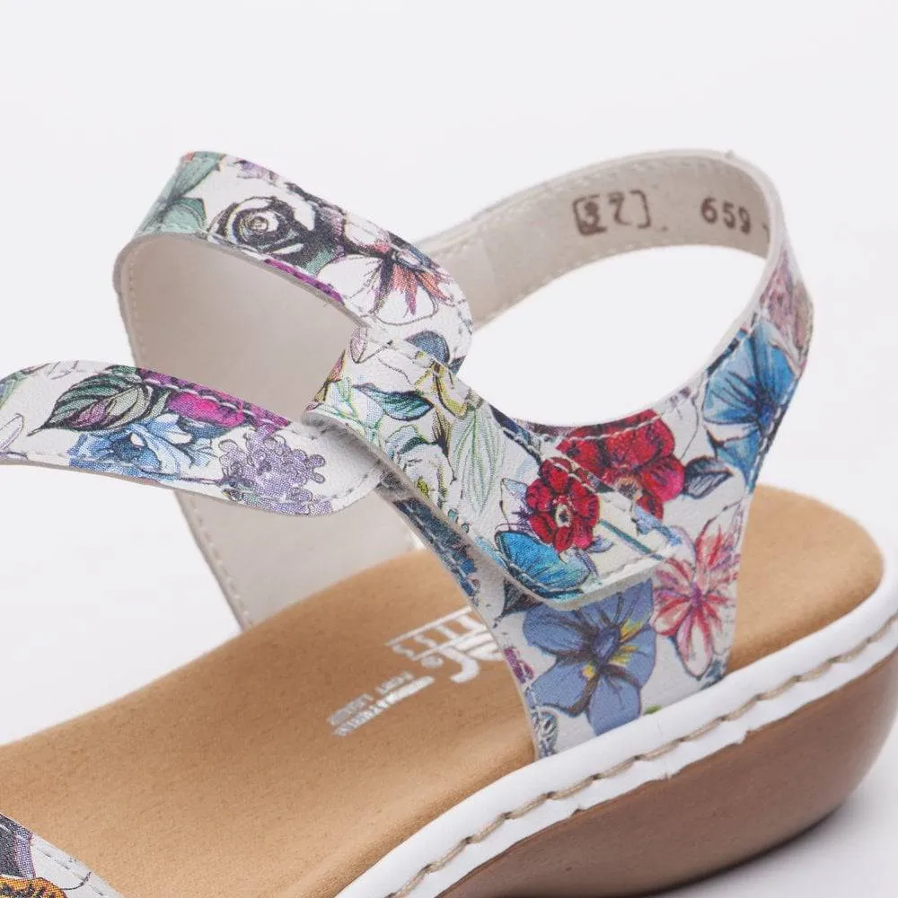 Rieker Leather Double Velcro Strap Open Toe Comfort Sandal