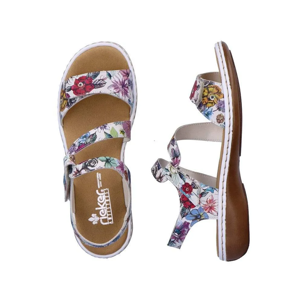 Rieker Leather Double Velcro Strap Open Toe Comfort Sandal