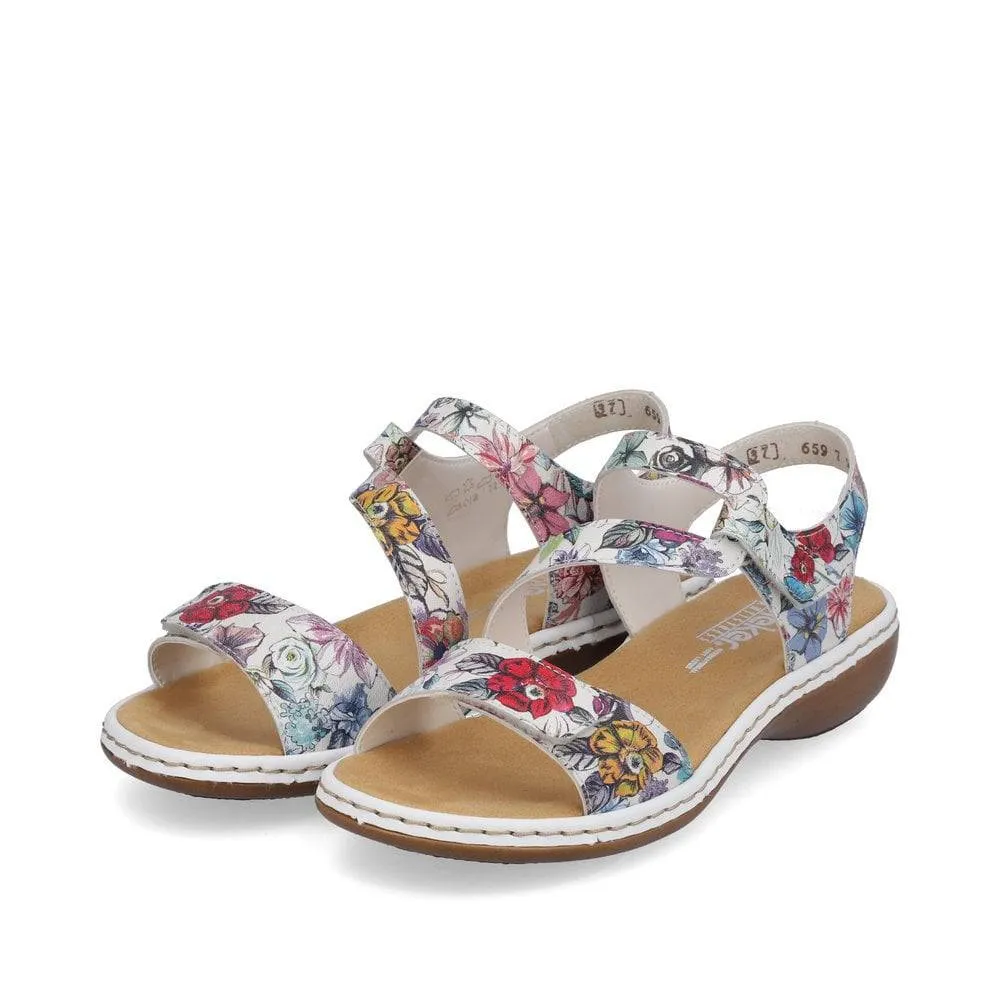 Rieker Leather Double Velcro Strap Open Toe Comfort Sandal
