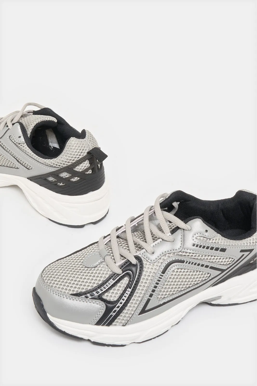 Senior Boys Grey Overlayed Trainer