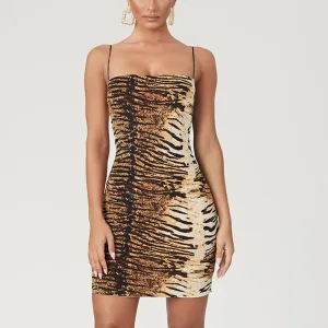 Sexy Leopard/Tiger Print Spaghetti Strap Dress