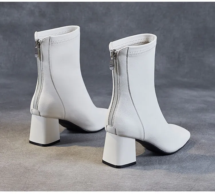 Sheepskin Leather Mid-Calf Boots