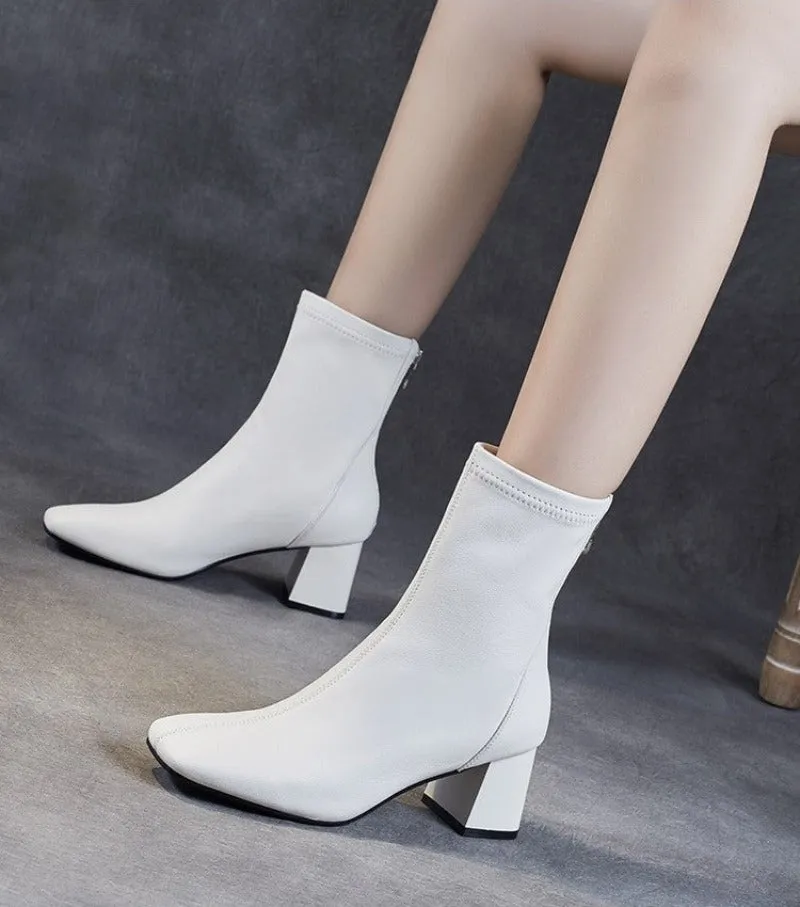 Sheepskin Leather Mid-Calf Boots