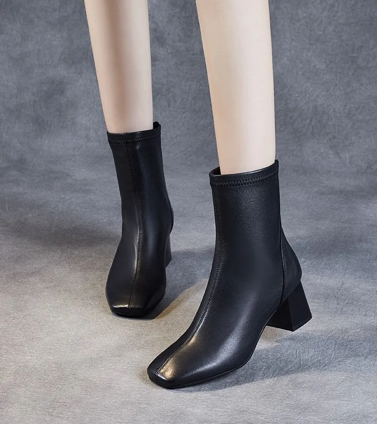Sheepskin Leather Mid-Calf Boots