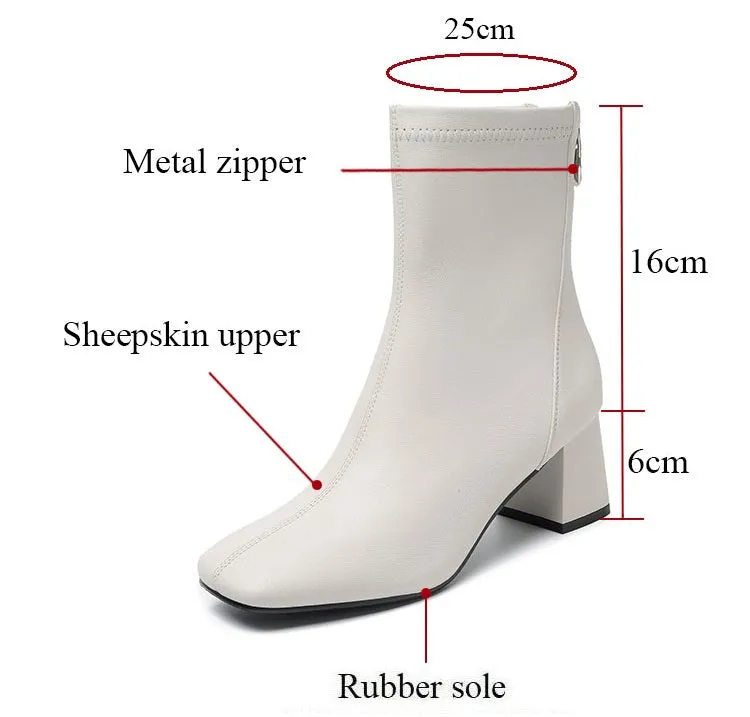 Sheepskin Leather Mid-Calf Boots