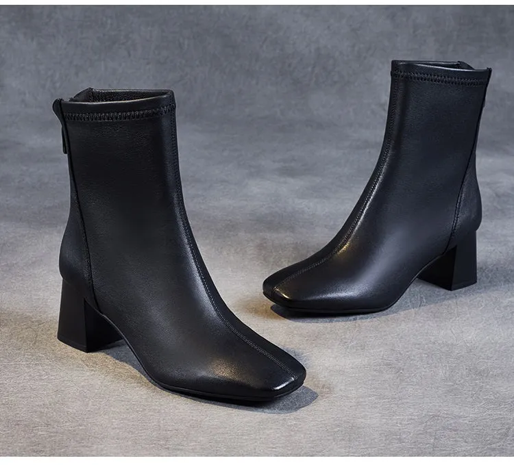 Sheepskin Leather Mid-Calf Boots