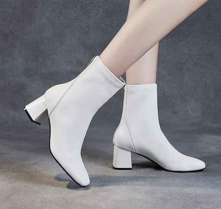 Sheepskin Leather Mid-Calf Boots