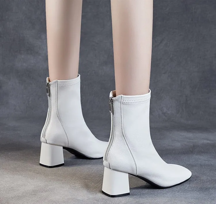 Sheepskin Leather Mid-Calf Boots