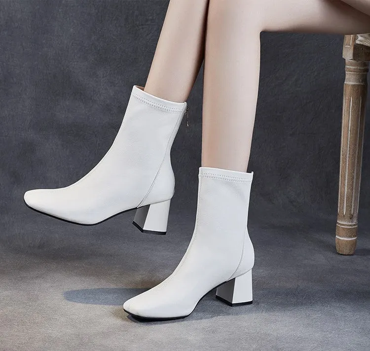 Sheepskin Leather Mid-Calf Boots