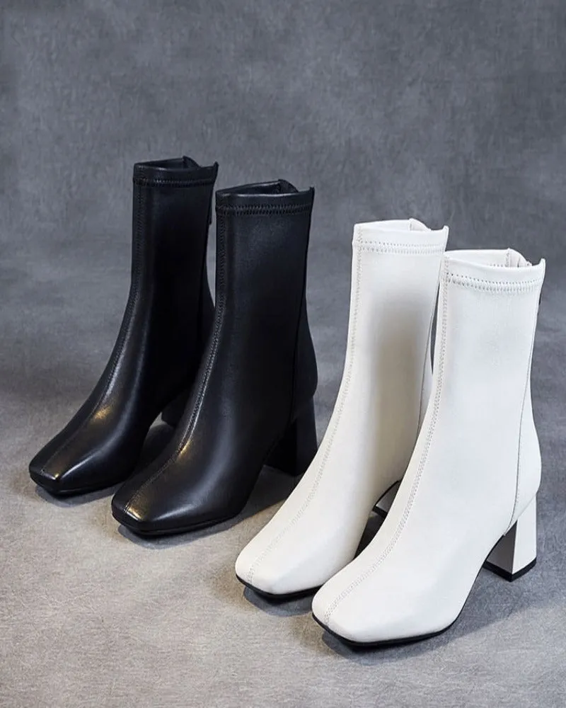 Sheepskin Leather Mid-Calf Boots