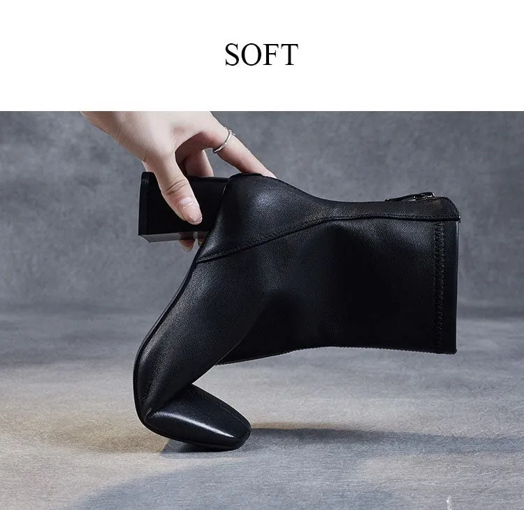 Sheepskin Leather Mid-Calf Boots