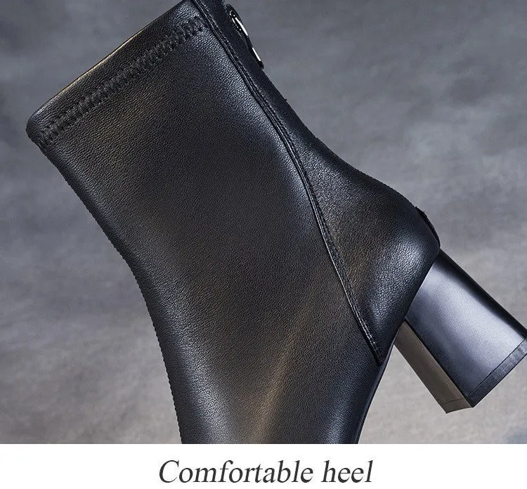 Sheepskin Leather Mid-Calf Boots