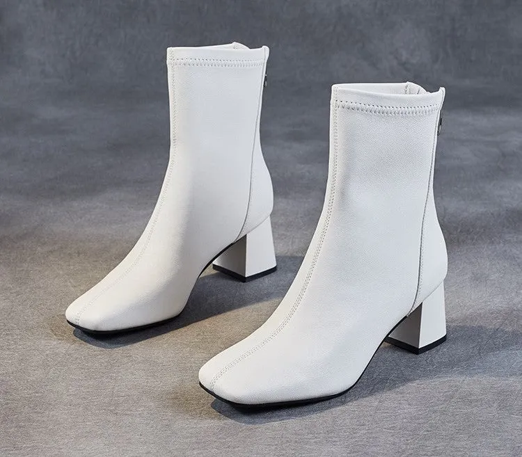 Sheepskin Leather Mid-Calf Boots