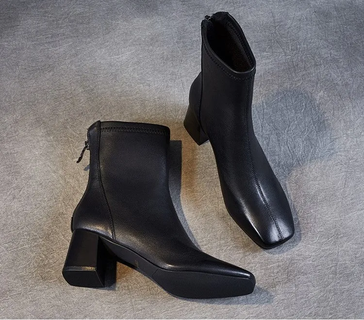 Sheepskin Leather Mid-Calf Boots