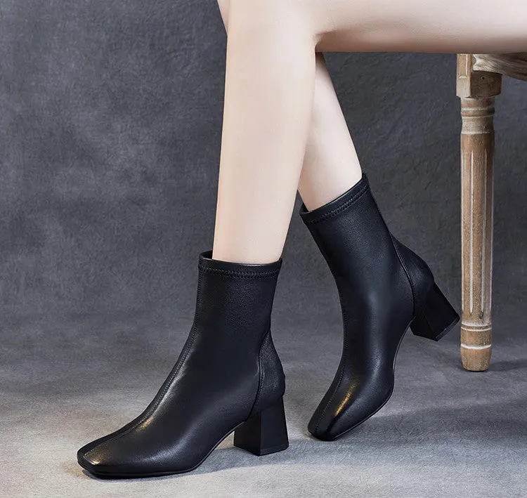 Sheepskin Leather Mid-Calf Boots