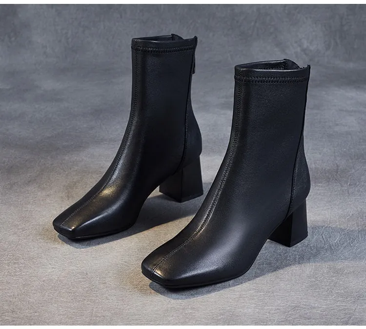 Sheepskin Leather Mid-Calf Boots