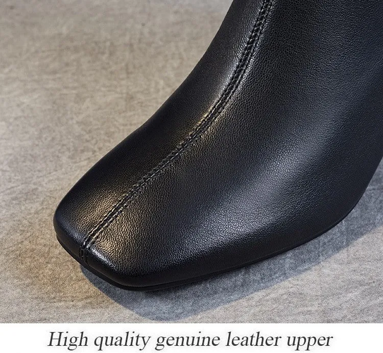 Sheepskin Leather Mid-Calf Boots