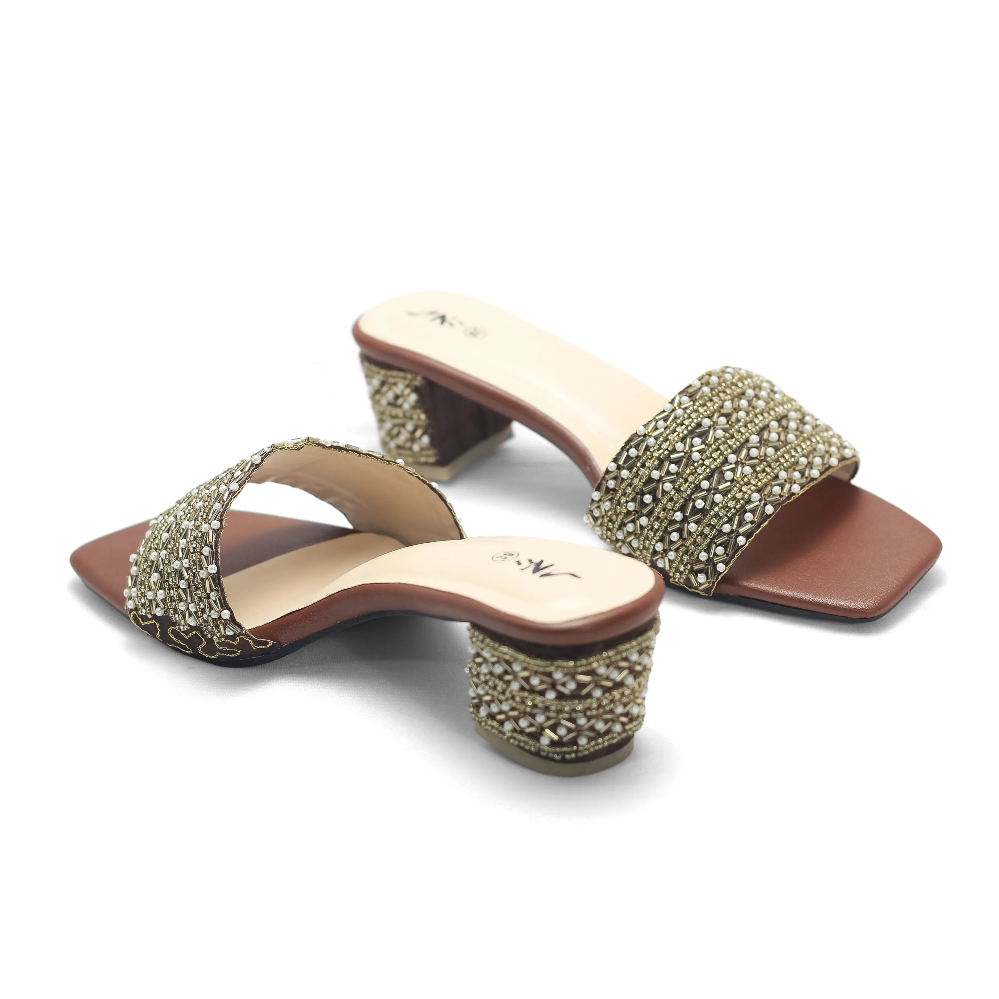 Short & Sweet: Beaded Block Heel Mules | Nawabi Shoes BD