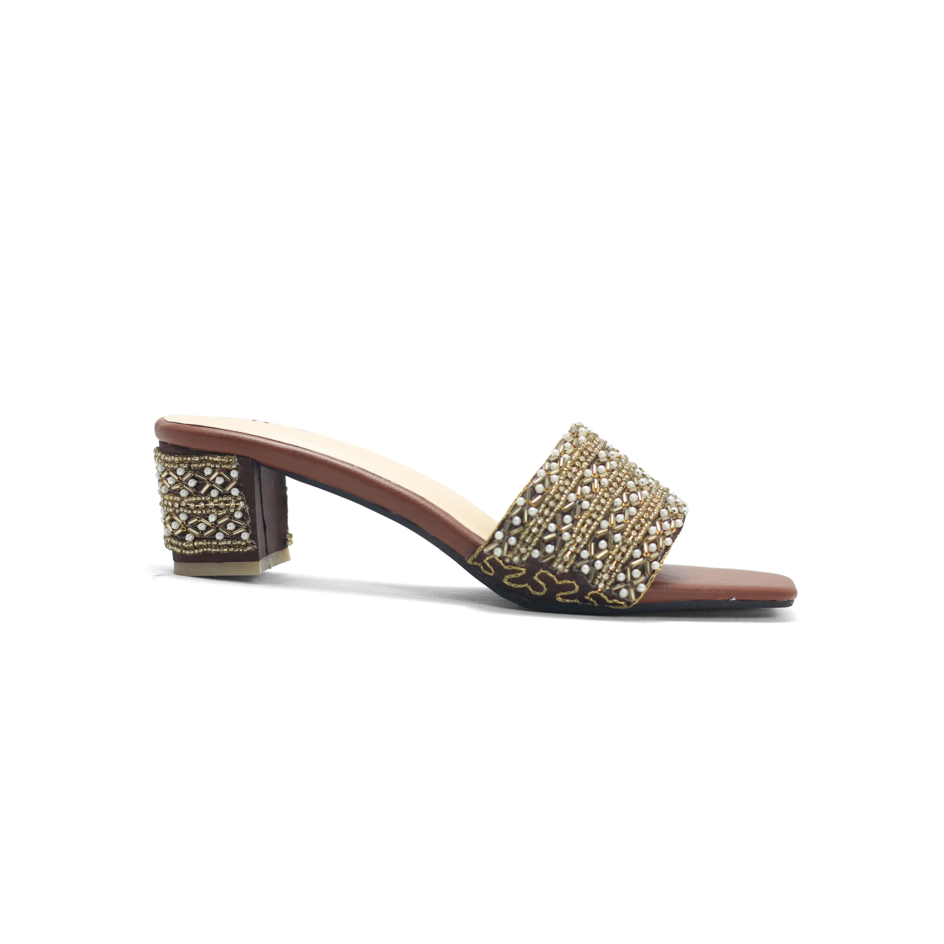Short & Sweet: Beaded Block Heel Mules | Nawabi Shoes BD