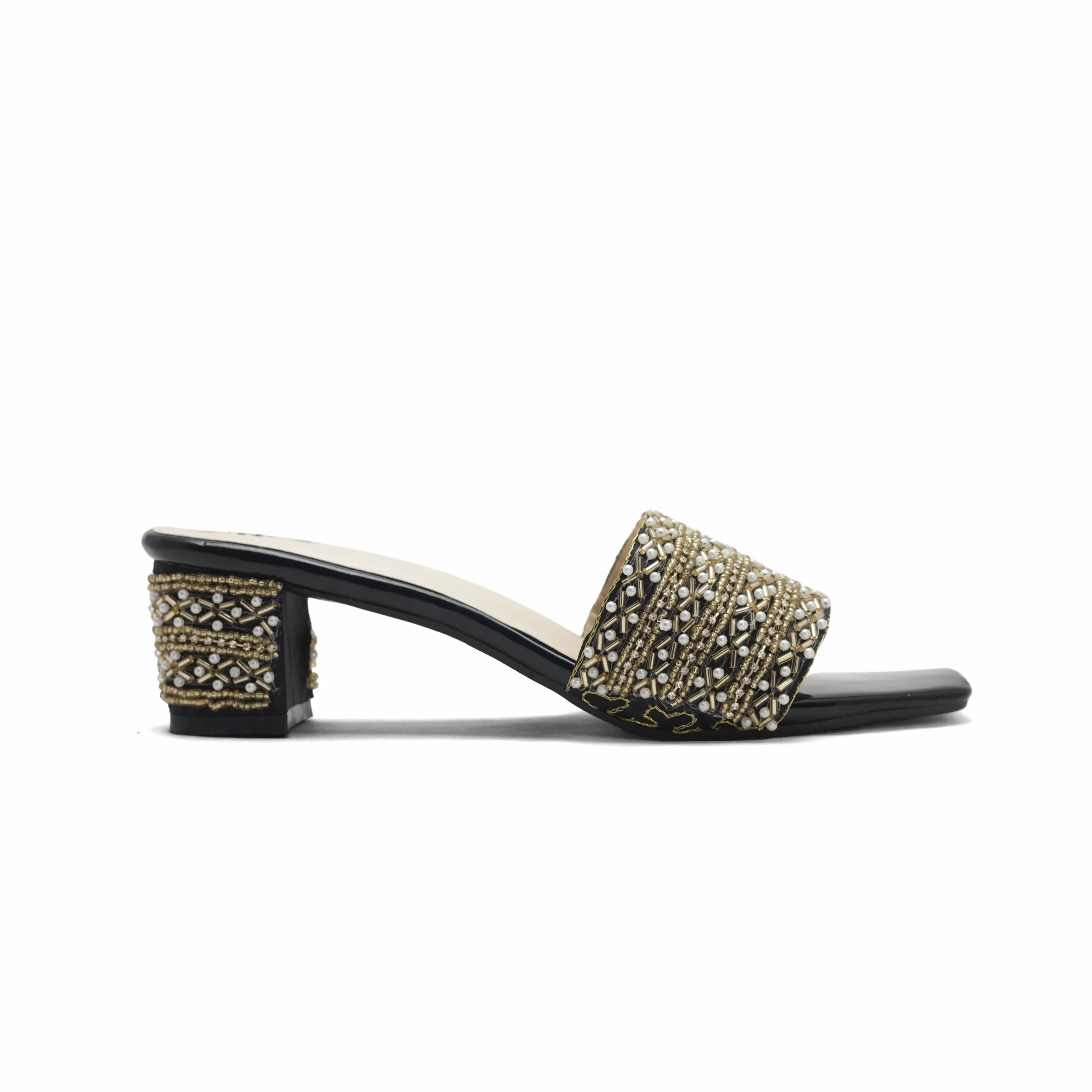 Short & Sweet: Beaded Block Heel Mules | Nawabi Shoes BD