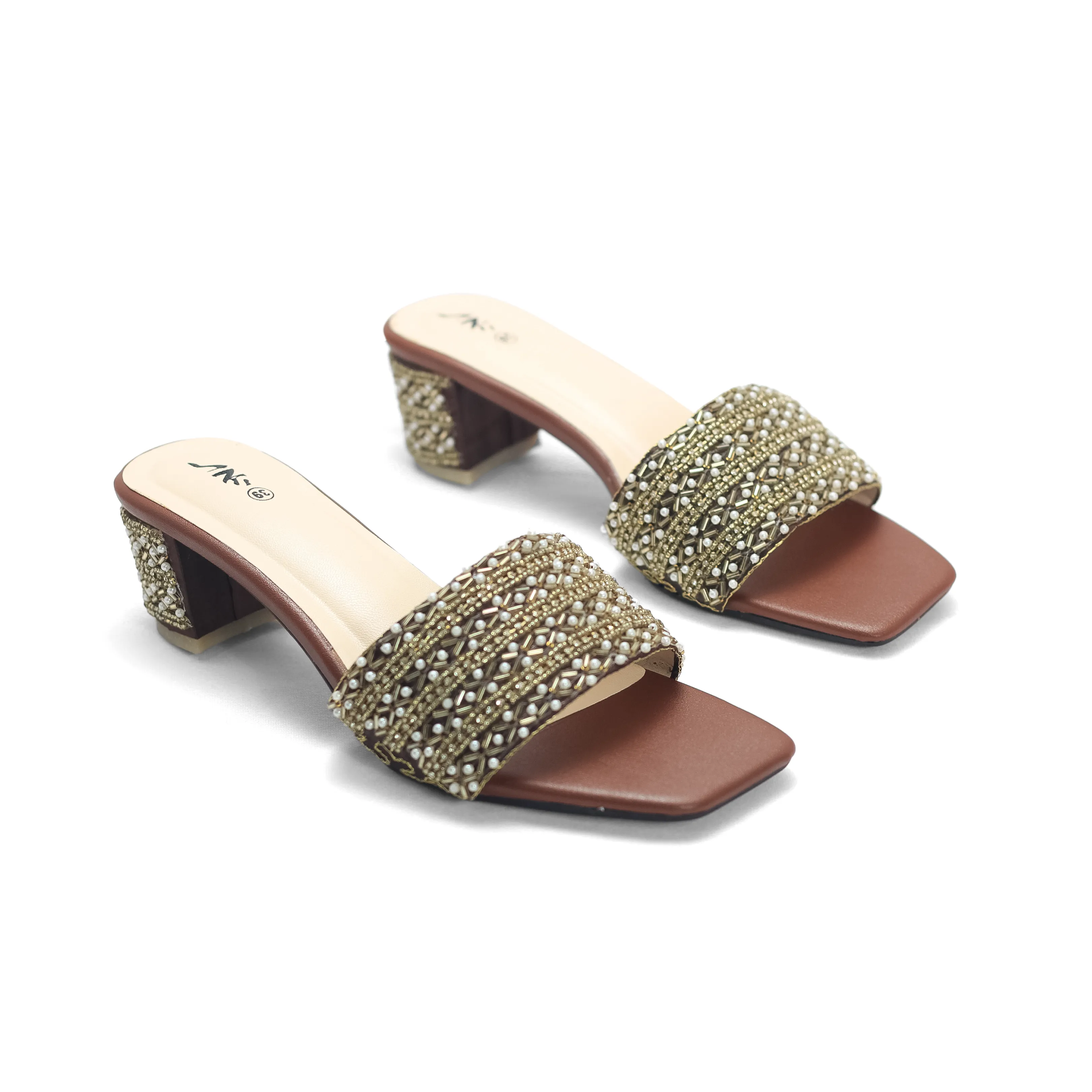 Short & Sweet: Beaded Block Heel Mules | Nawabi Shoes BD