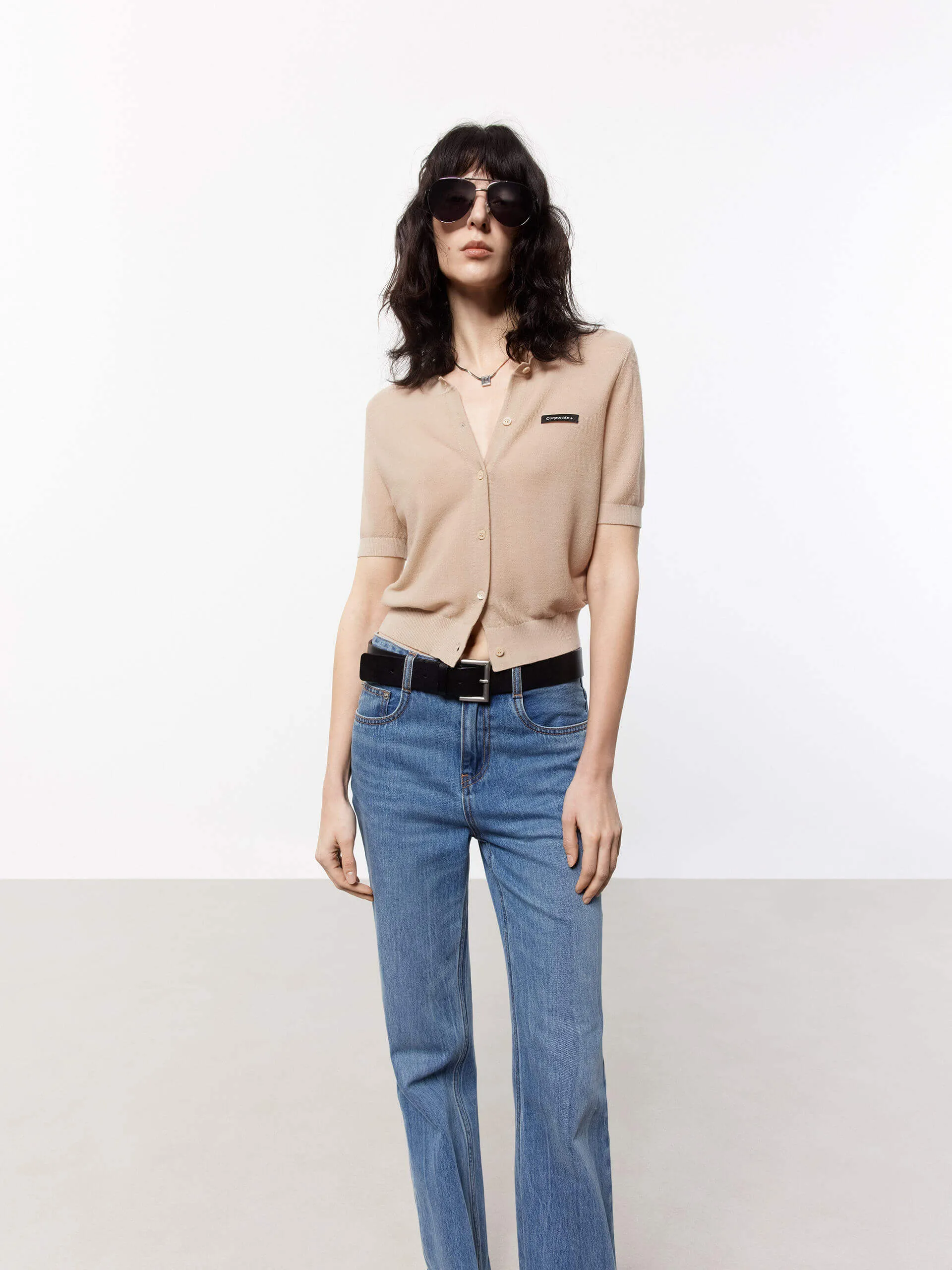 Short Sleeve Knit Cardigan