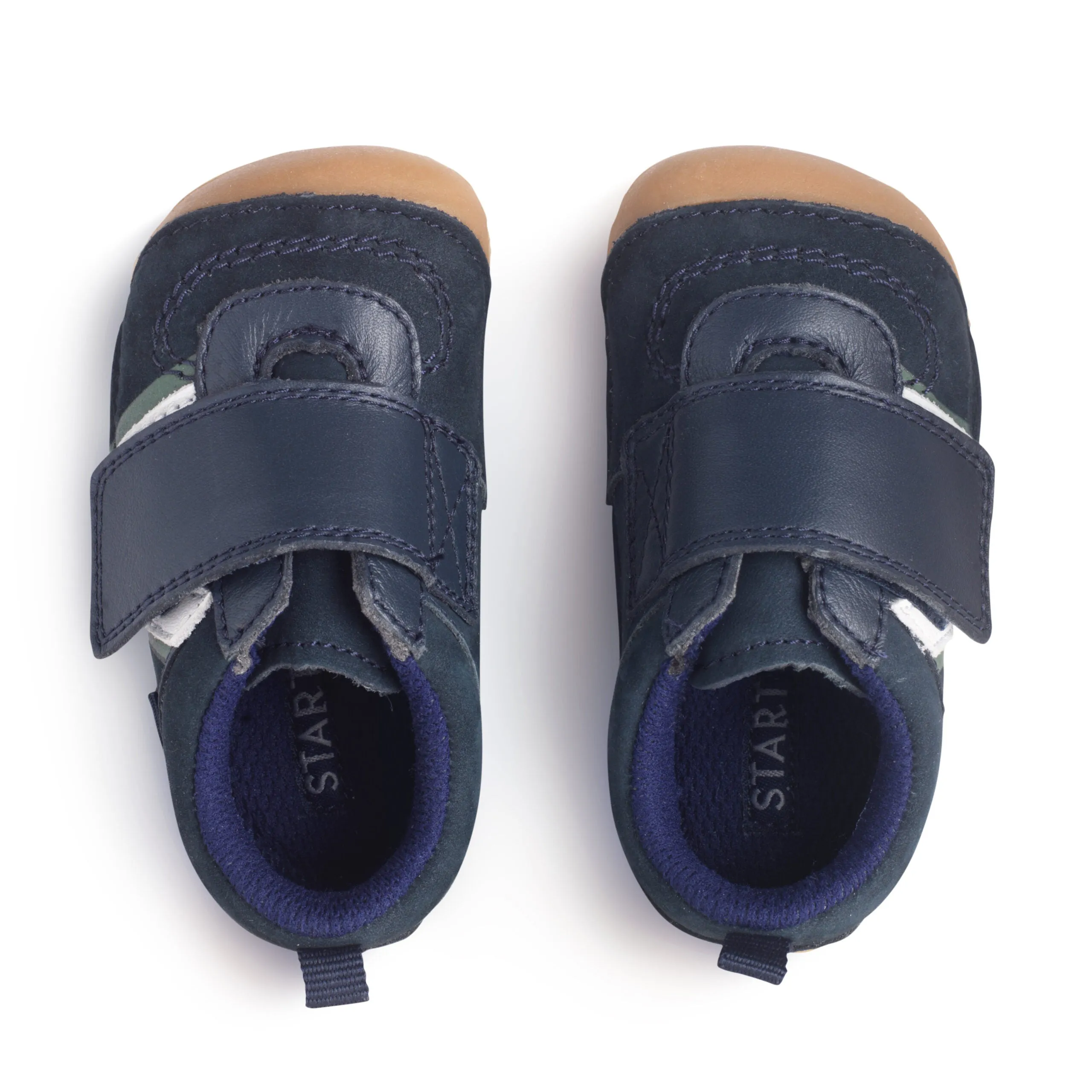 Shuffle Navy And White Nubuk Leather Riptape Pre-walker Shoe
