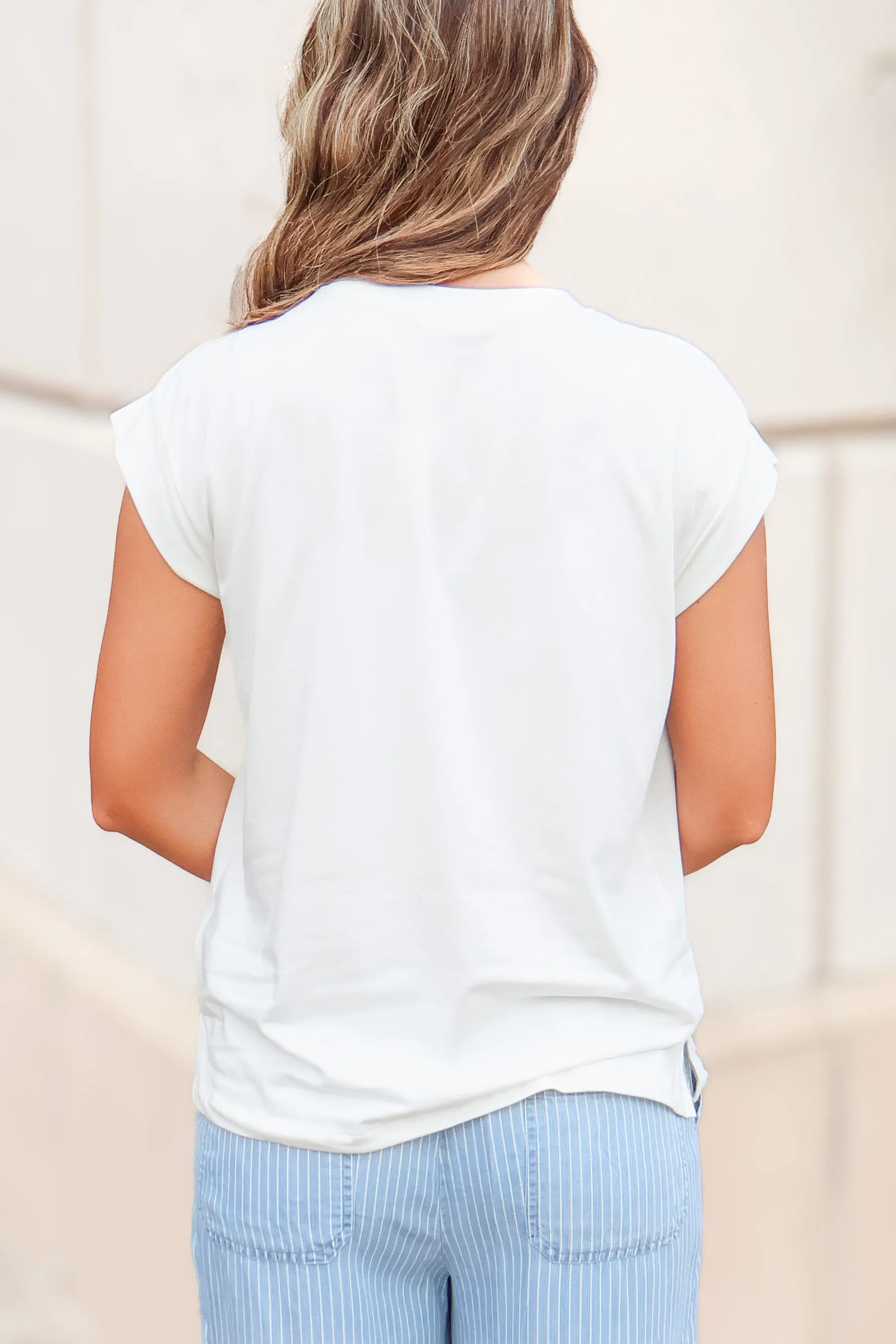 Simple Ways Rolled Cap Sleeve Tee