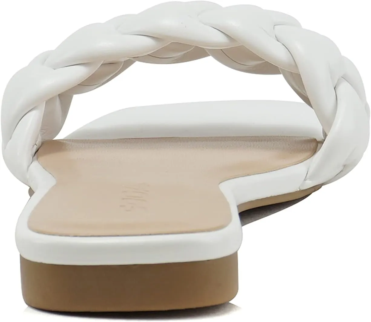 Soda BALL ~ Women Casual Open Square Toe Comfort Fashion puffy Braided Woven Slip on Flat Sandals