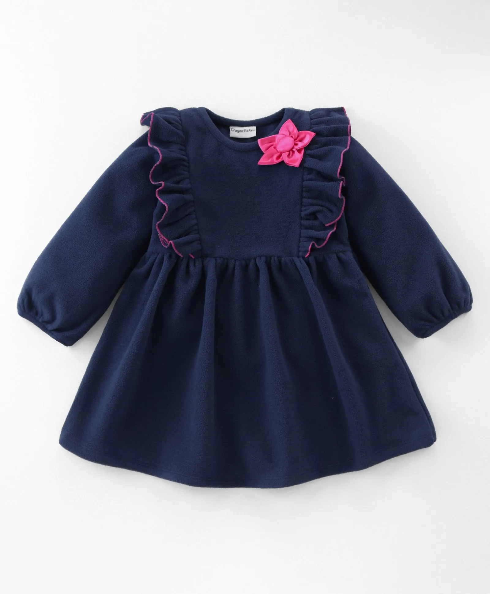 Solid Polar Fleece Frilled Dress Leggings Set
