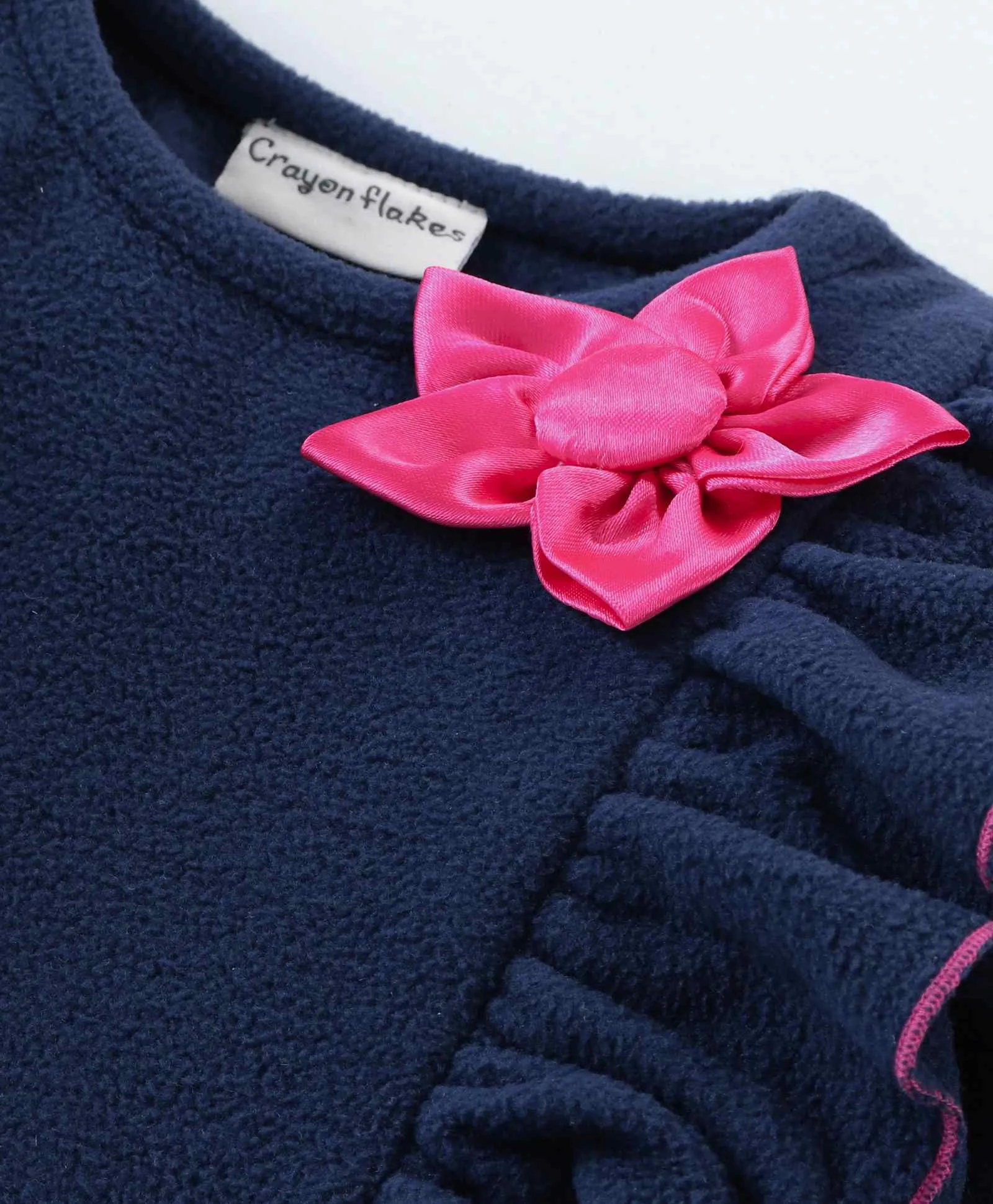 Solid Polar Fleece Frilled Dress Leggings Set