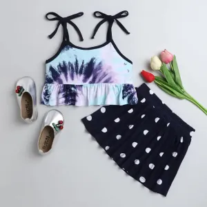 Straped Printed Frill Top Skirt Set