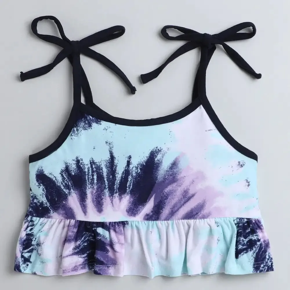 Straped Printed Frill Top Skirt Set