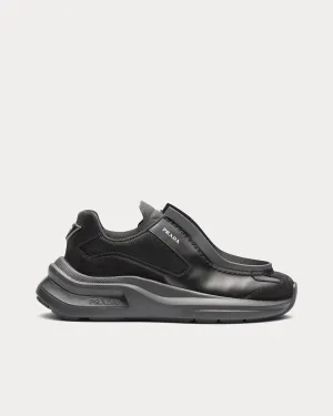 Systeme Brushed Leather with Bike & Suede Elements Black Low Top Sneakers