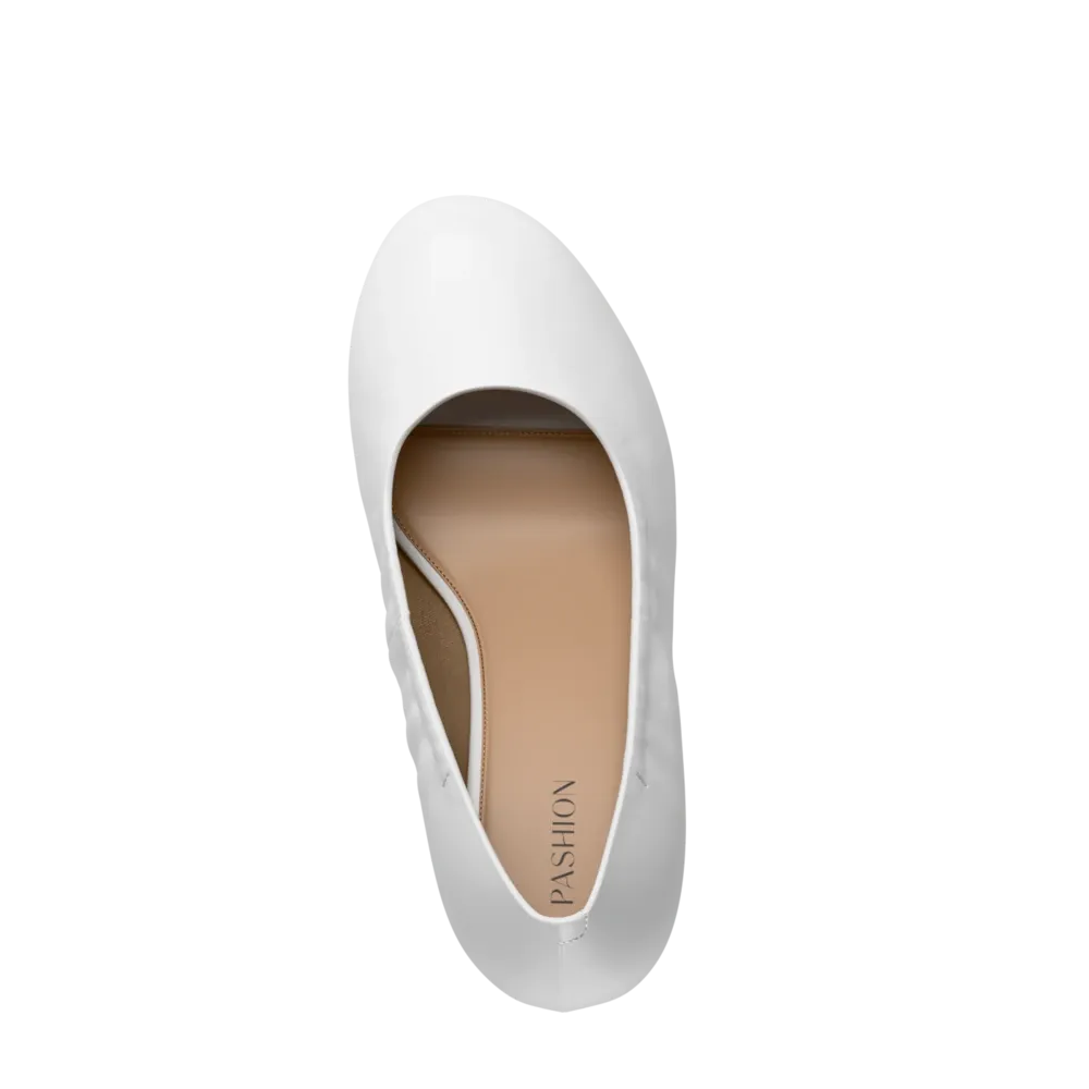 The Ballet Pump - White Leather 4 Stiletto
