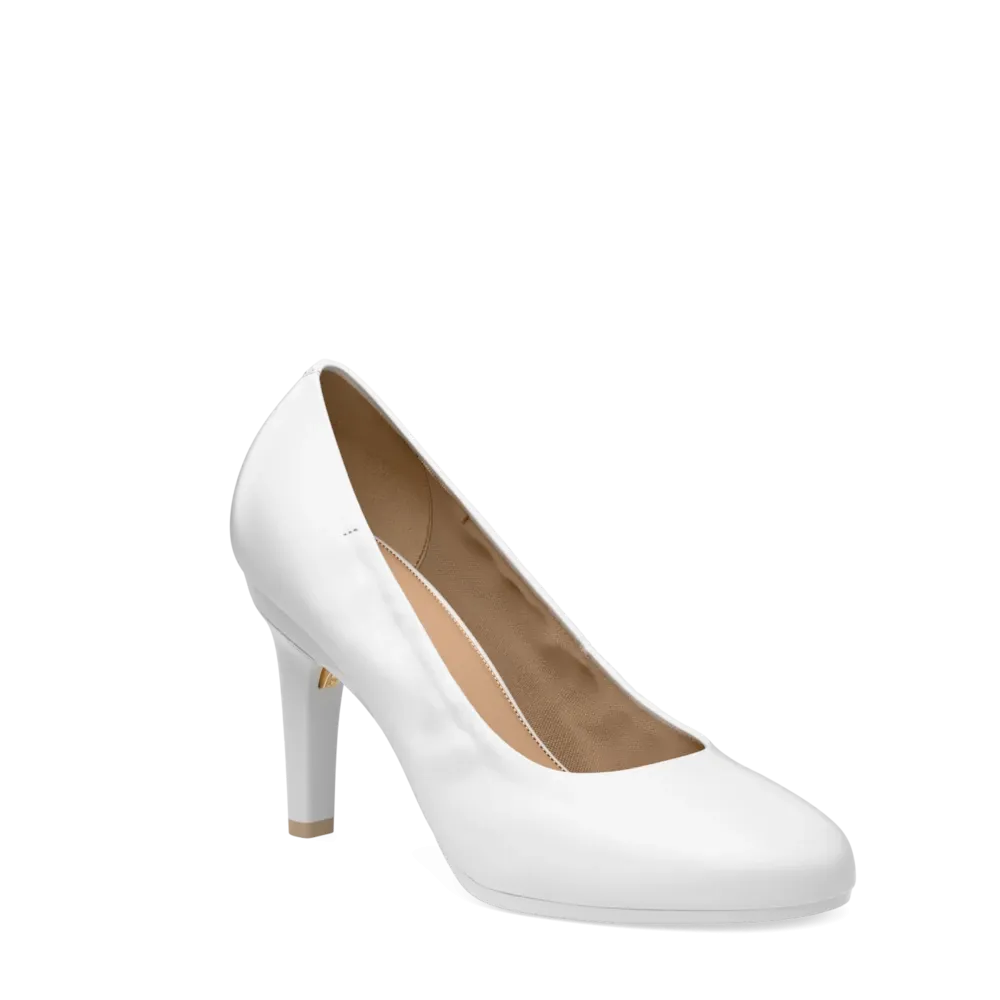 The Ballet Pump - White Leather 4 Stiletto