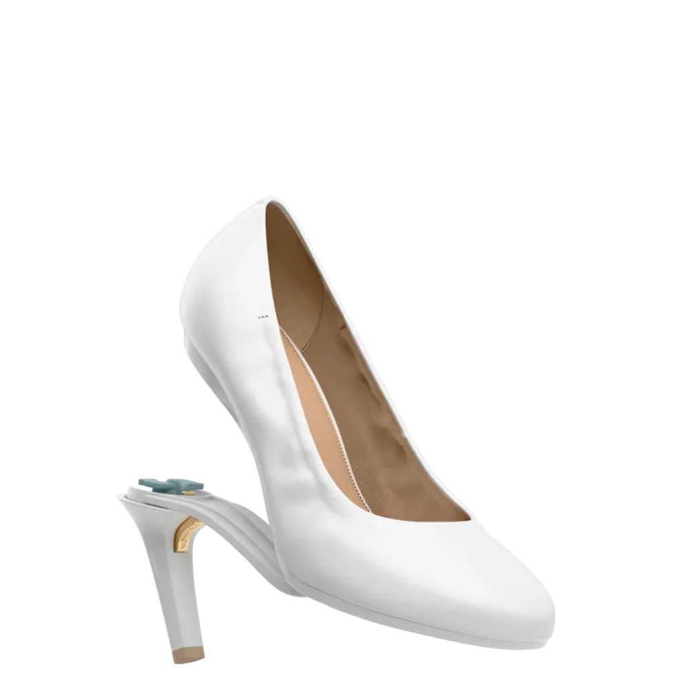 The Ballet Pump - White Leather 4 Stiletto