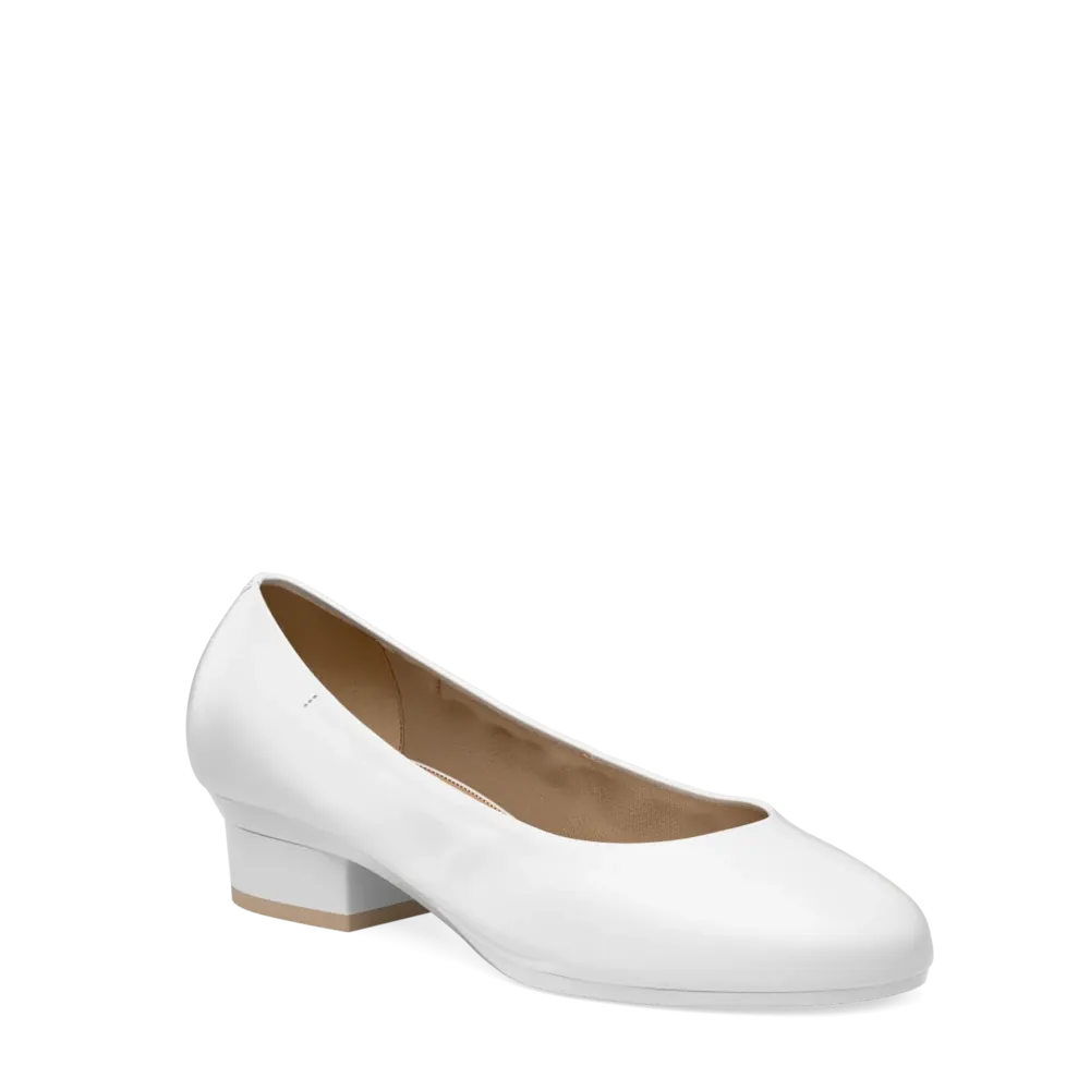 The Ballet Pump - White Leather 4 Stiletto