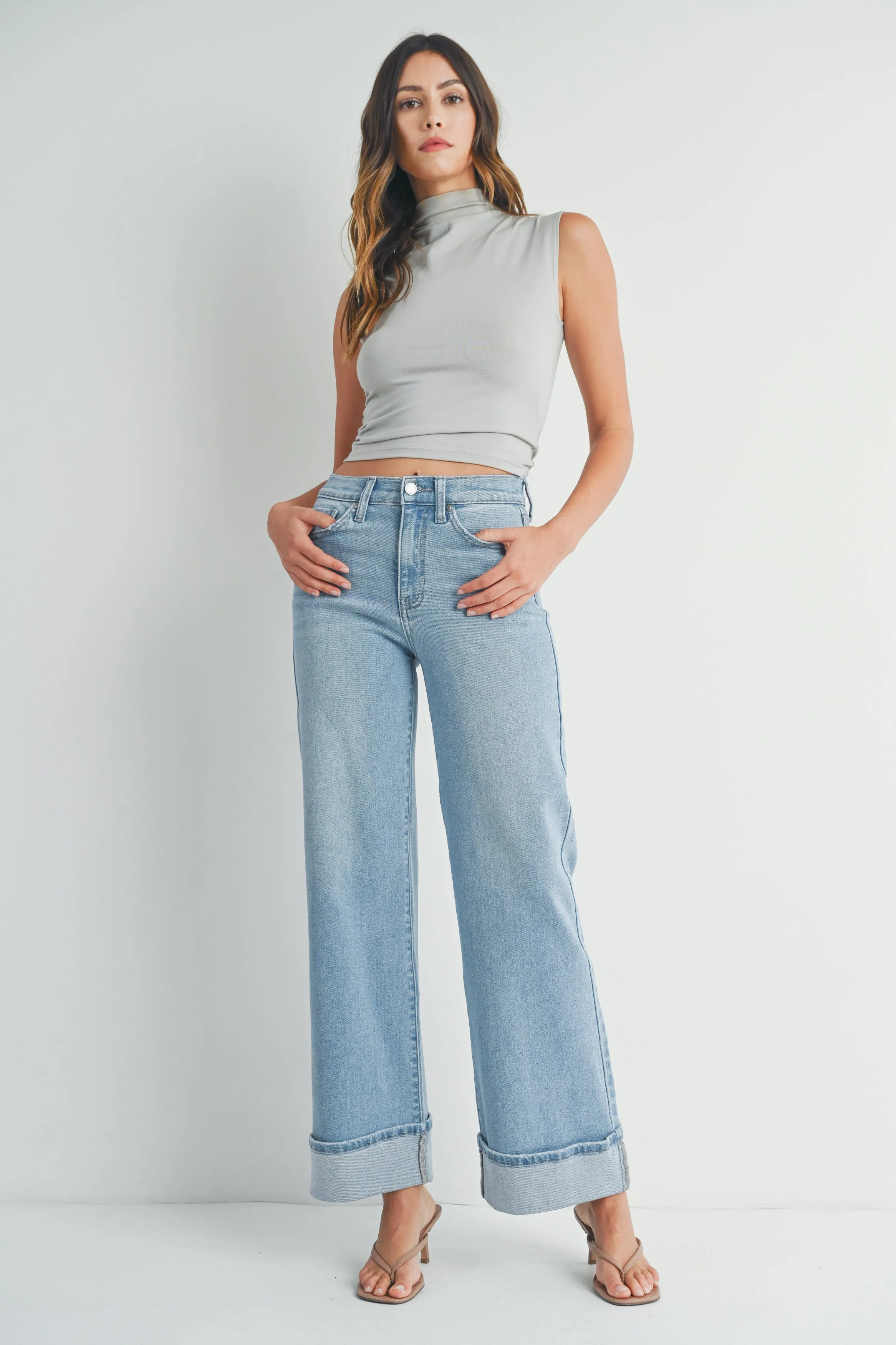 The Cara Cuffed Palazzo Jeans