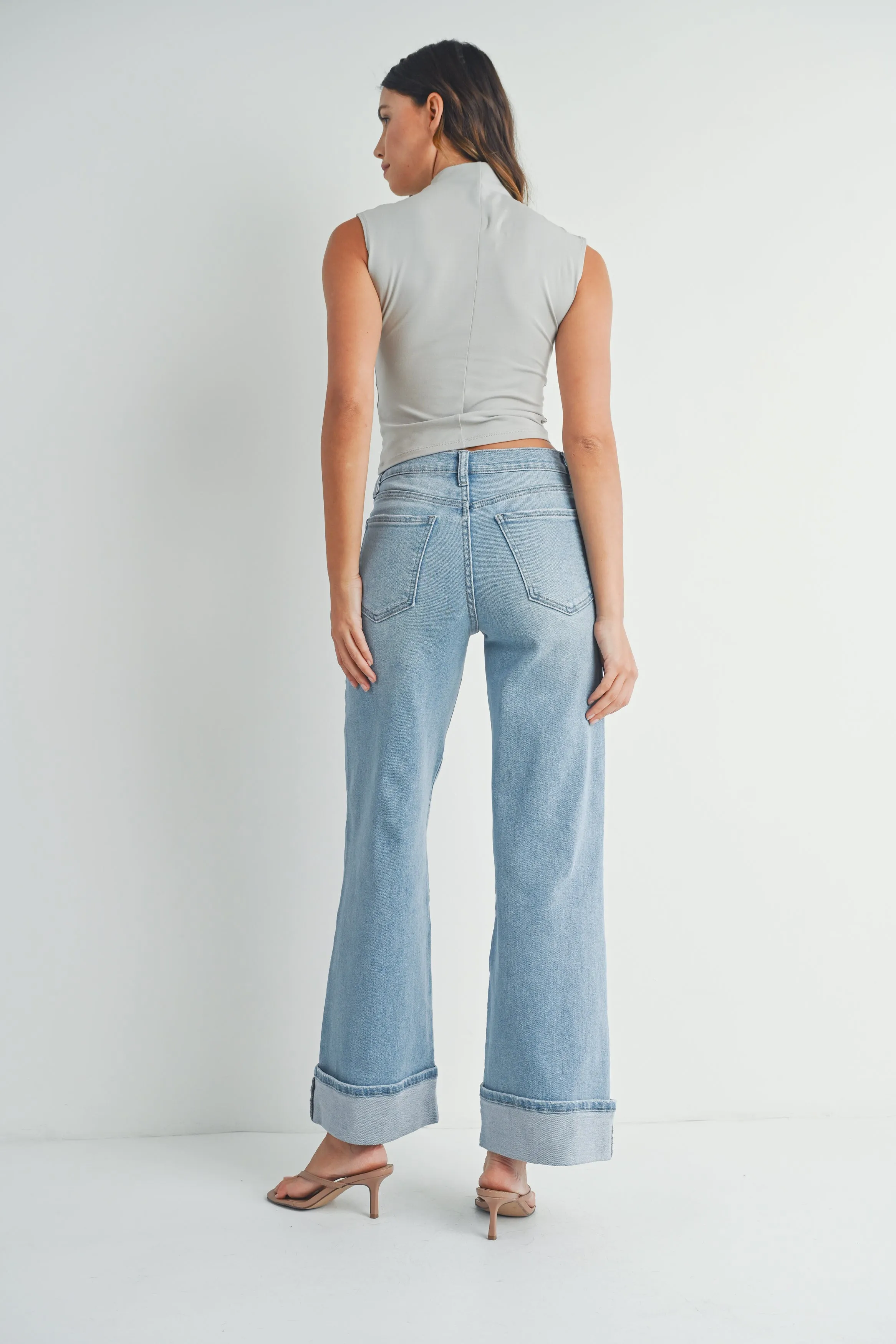 The Cara Cuffed Palazzo Jeans