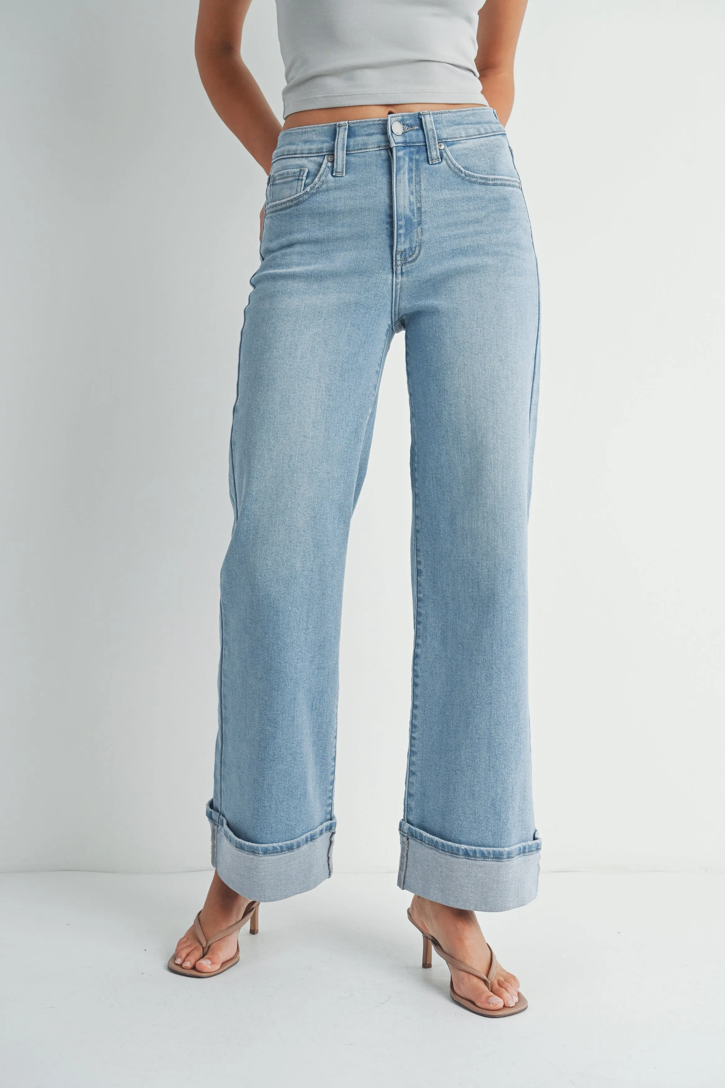 The Cara Cuffed Palazzo Jeans