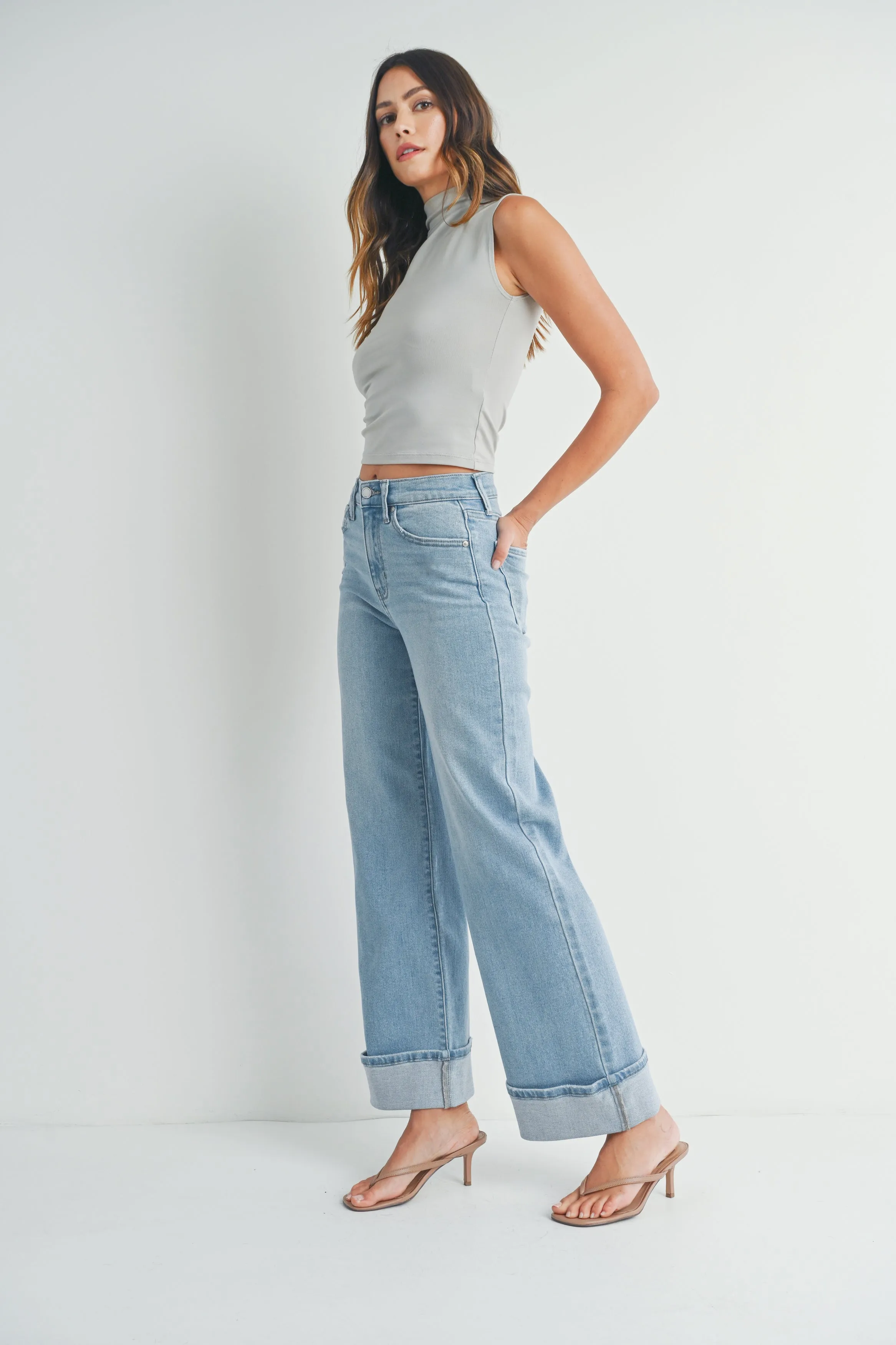 The Cara Cuffed Palazzo Jeans