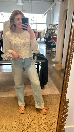 The Cara Cuffed Palazzo Jeans