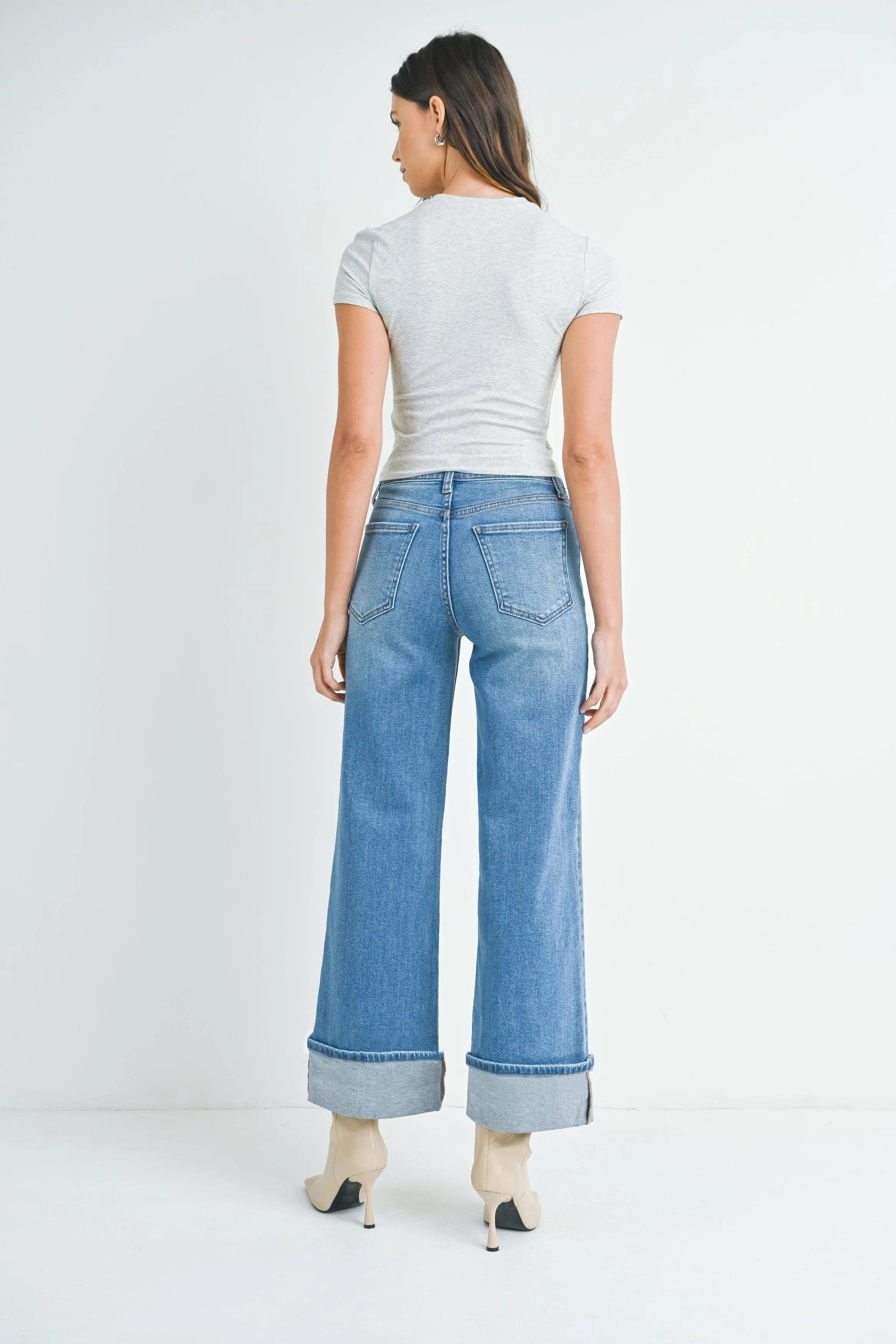 The Cara Cuffed Palazzo Jeans
