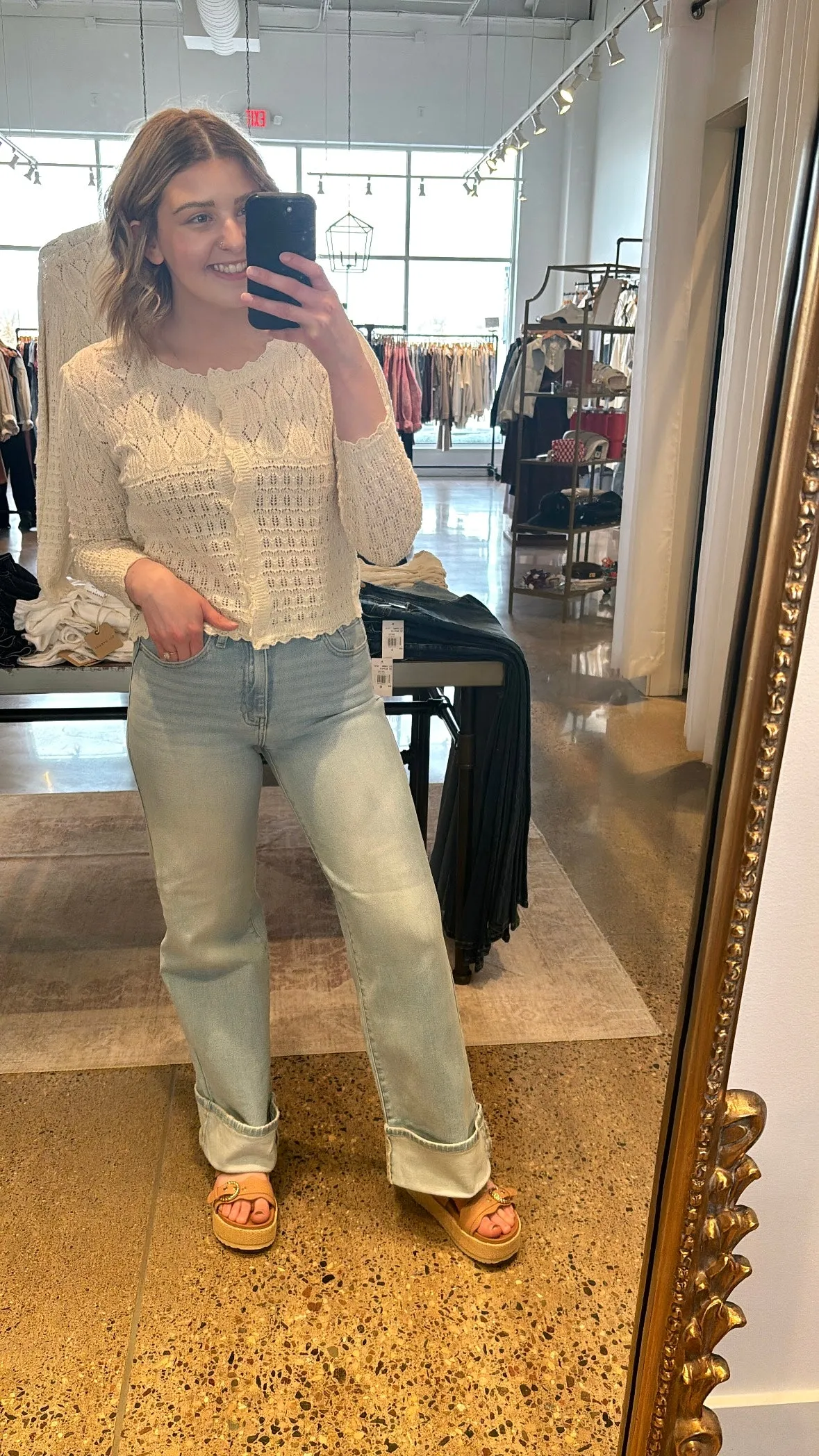 The Cara Cuffed Palazzo Jeans