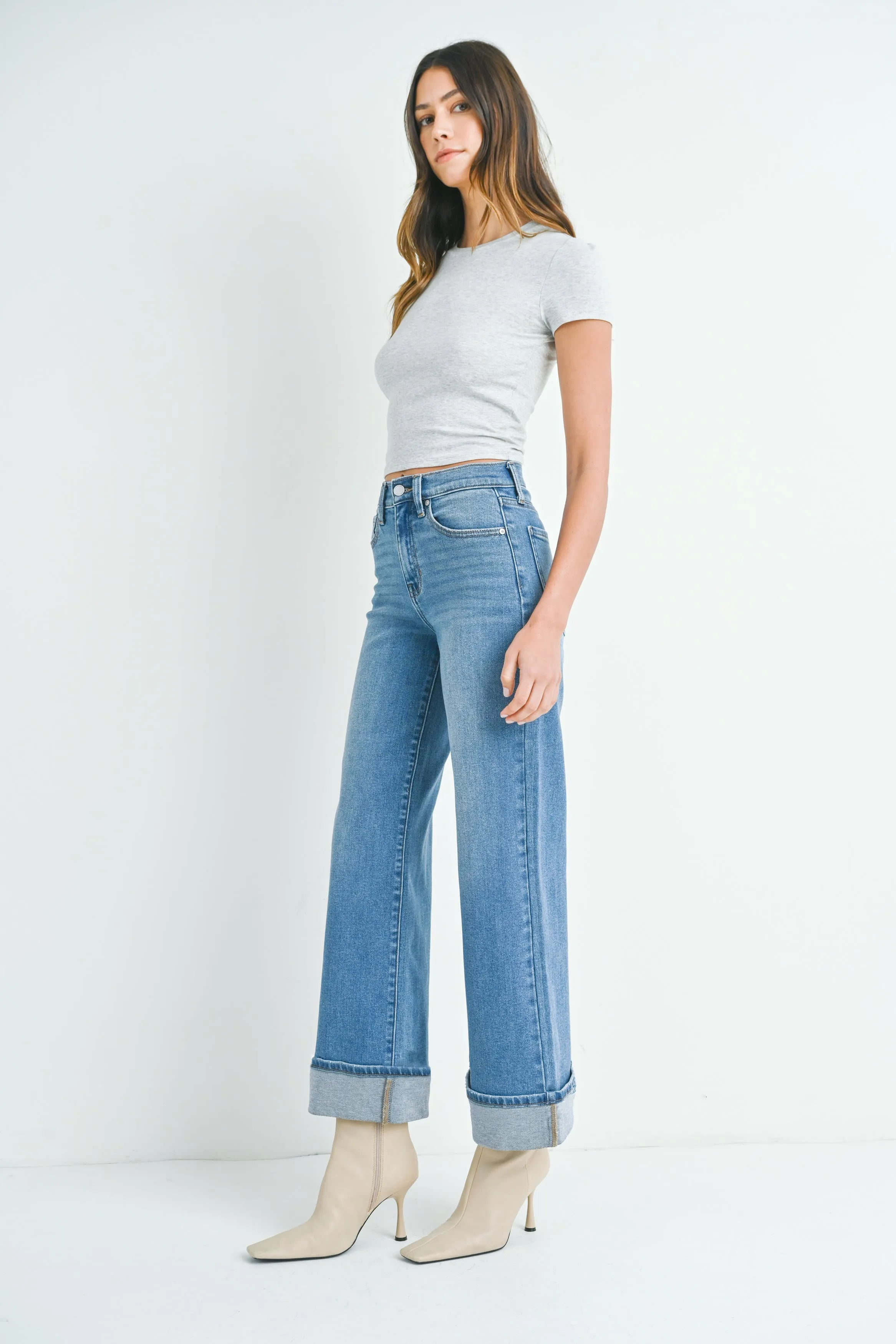 The Cara Cuffed Palazzo Jeans