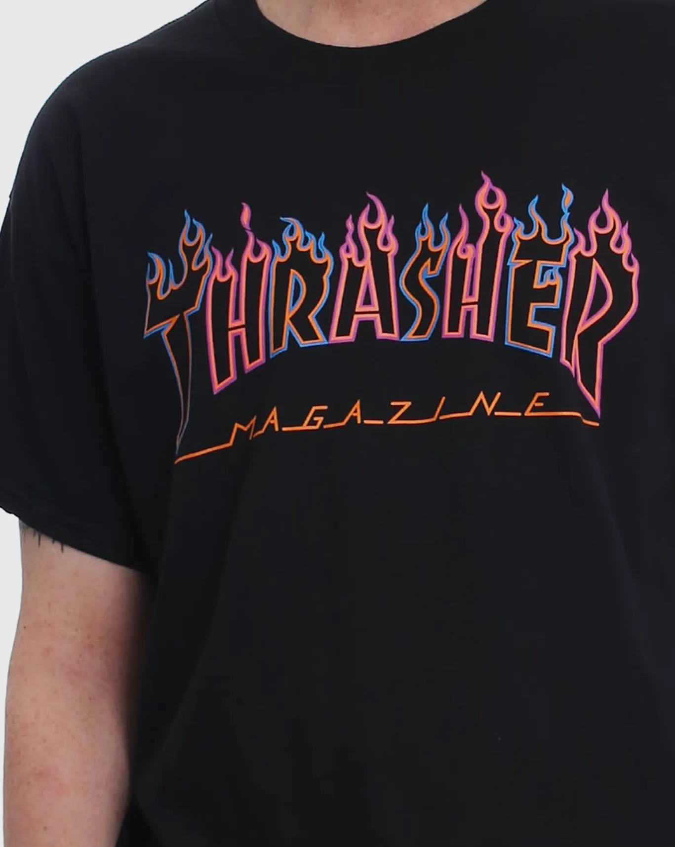 Thrasher Double Flame Neon Shirt - Black - Sale